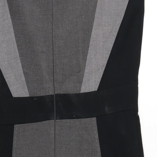 Marks and Spencer Womens Grey Polyester Pencil Dress Size 14 Round Neck Zip