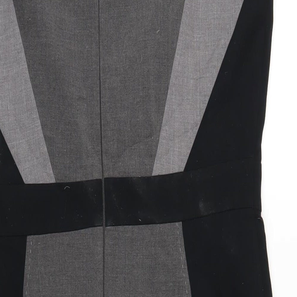 Marks and Spencer Womens Grey Polyester Pencil Dress Size 14 Round Neck Zip