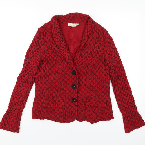 Adini Womens Red Geometric Jacket Blazer Size S Button