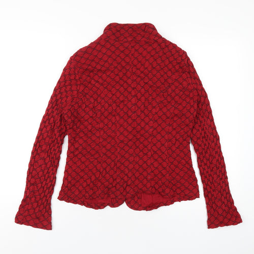 Adini Womens Red Geometric Jacket Blazer Size S Button