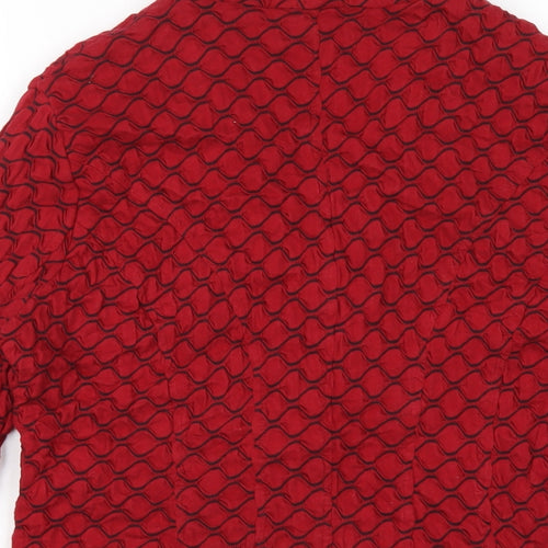 Adini Womens Red Geometric Jacket Blazer Size S Button