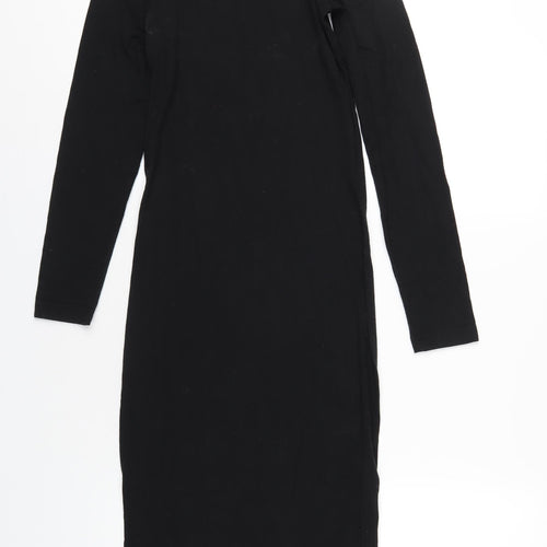 Missguided Womens Black Polyester Bodycon Size 6 Round Neck Pullover