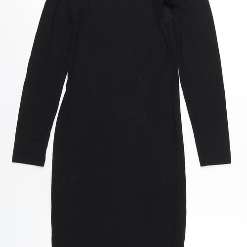Missguided Womens Black Polyester Bodycon Size 6 Round Neck Pullover