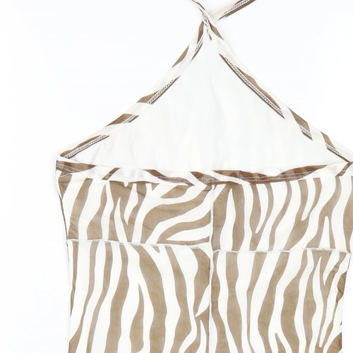 Princess Polly Womens Brown Animal Print Polyester Bodycon Size 12 Halter Pullover