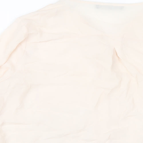 Marks and Spencer Womens Beige Polyester Basic Blouse Size 14 V-Neck