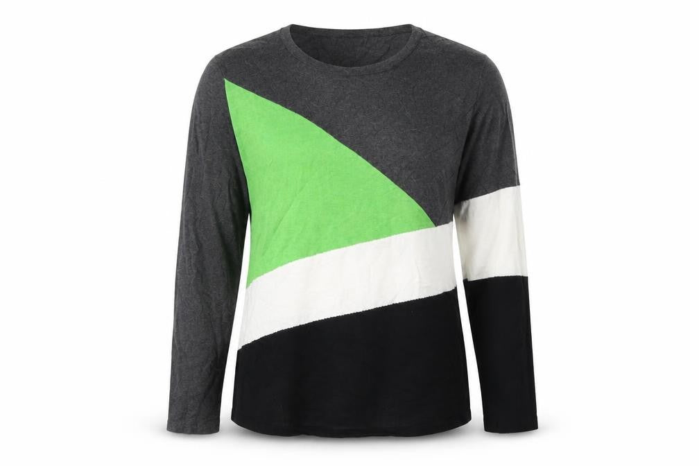 Front view of Marble women’s multicoloured round neck cotton jumper, size L