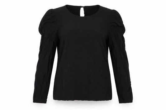 Front view of Warehouse women’s black viscose basic t-shirt, size UK 14, round neck