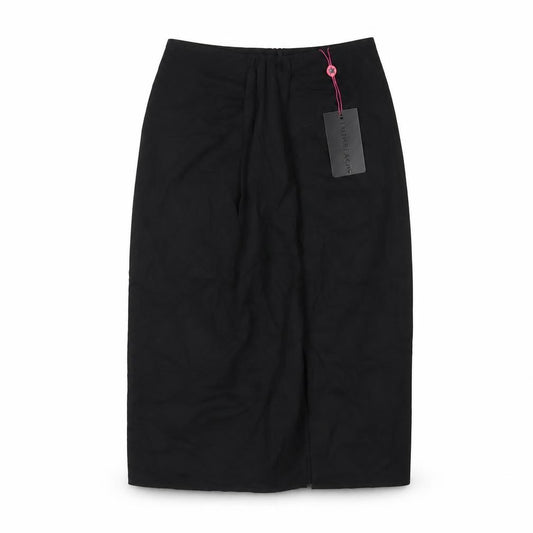 Front view of South Beach women’s black polyester a-line skirt, size UK 10, zip