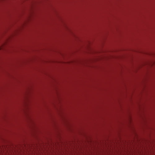 Oasis Womens Red Polyester Basic Blouse Size 24 V-Neck