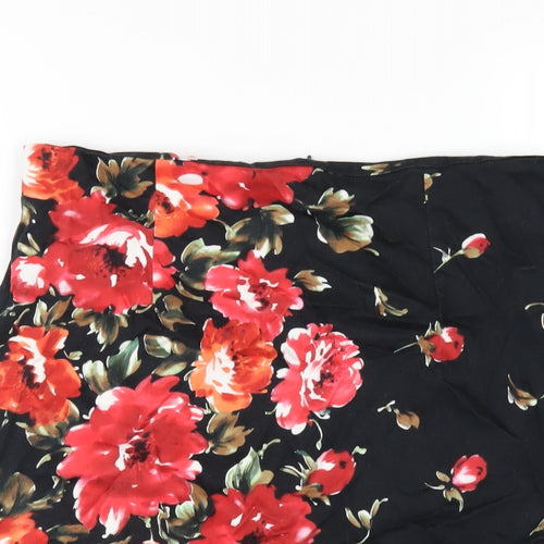 En Garde Womens Black Floral Cotton Straight & Pencil Skirt Size 14 Zip