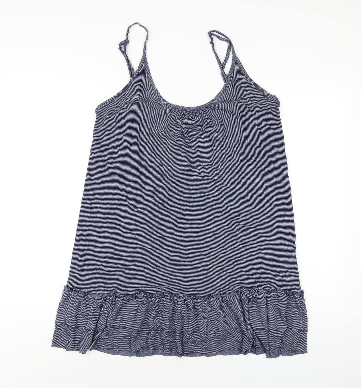 New Look Womens Blue Striped Polyester Camisole T-Shirt Size 20 Scoop Neck