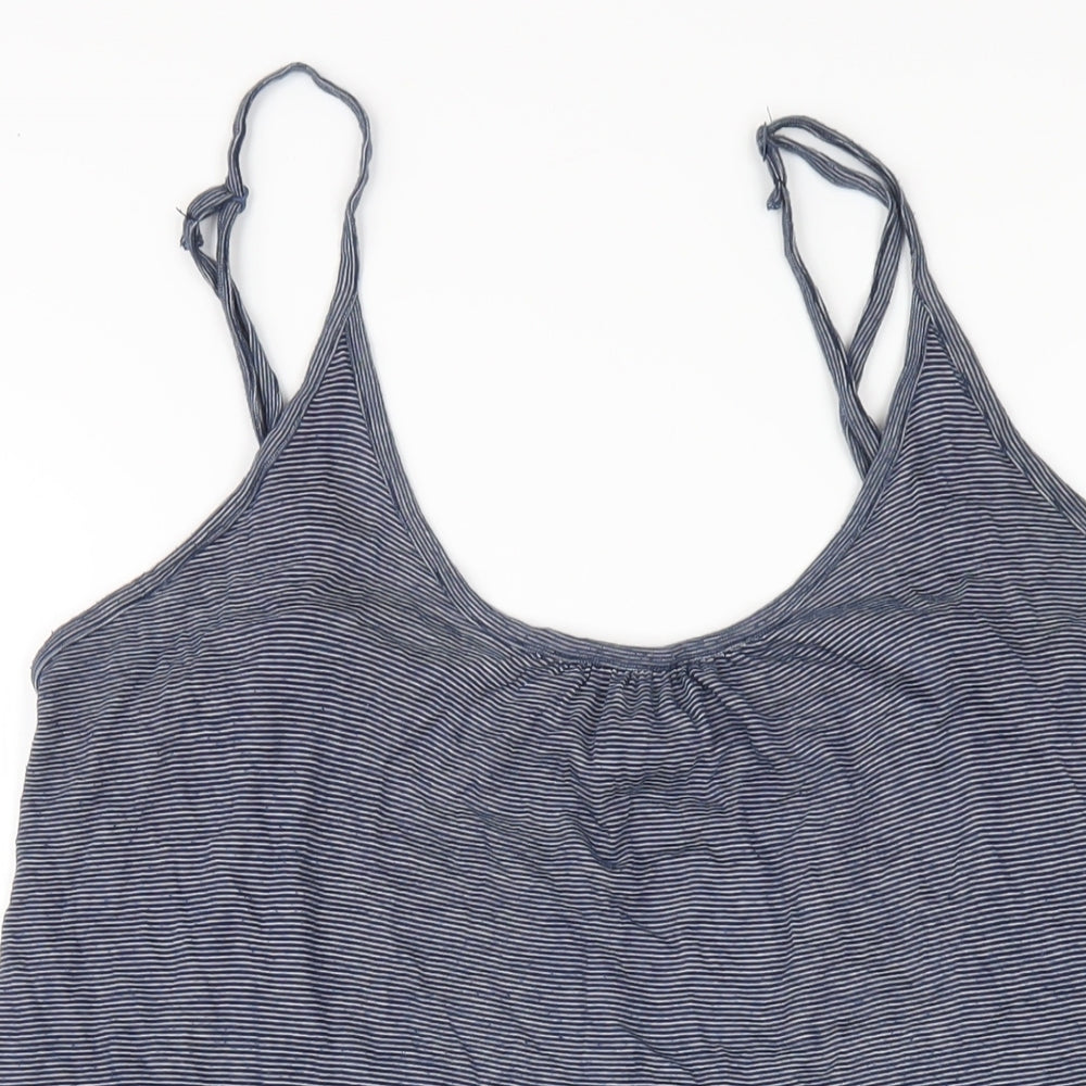 New Look Womens Blue Striped Polyester Camisole T-Shirt Size 20 Scoop Neck