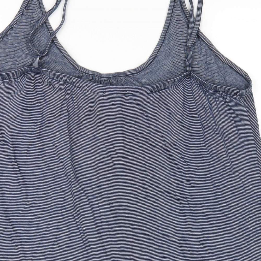 New Look Womens Blue Striped Polyester Camisole T-Shirt Size 20 Scoop Neck