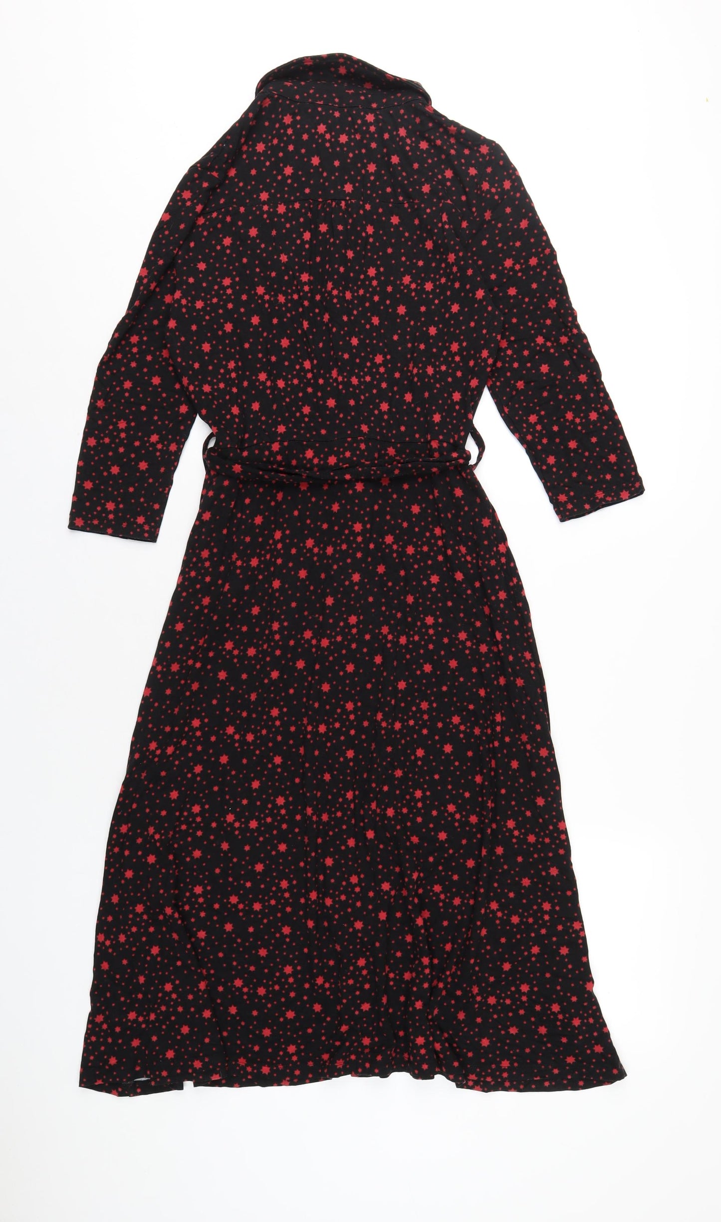 Dorothy Perkins Womens Black Geometric Viscose Shirt Dress Size 8 Collared Button