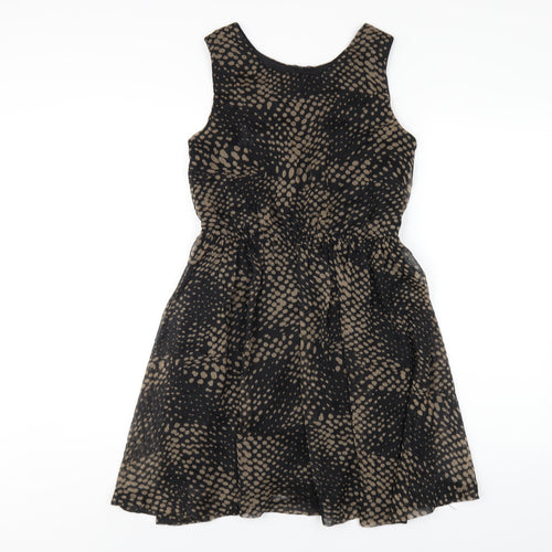 AX Paris Womens Black Herringbone Polyester A-Line Size 8 Scoop Neck Pullover