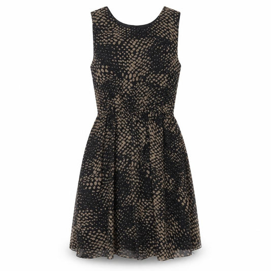 Front view of AX Paris women’s black herringbone polyester a-line, size UK 8, scoop neck pullover