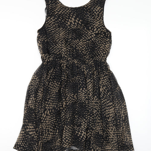 AX Paris Womens Black Herringbone Polyester A-Line Size 8 Scoop Neck Pullover