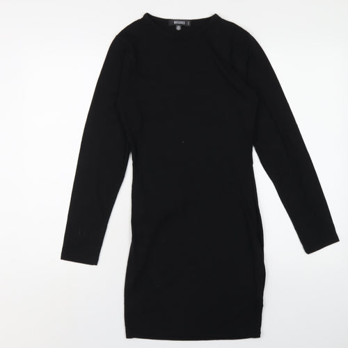 Missguided Womens Black Polyester Bodycon Size 6 Round Neck Pullover