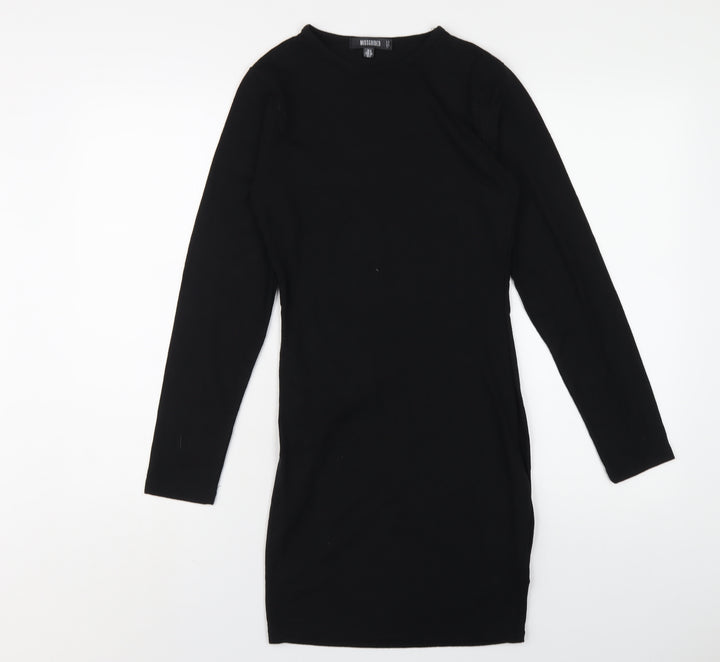 Missguided Womens Black Polyester Bodycon Size 6 Round Neck Pullover