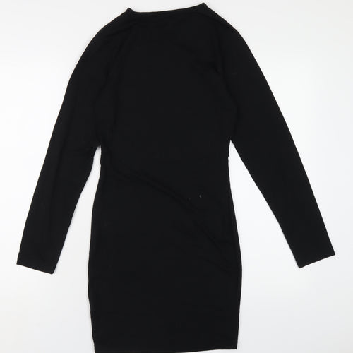 Missguided Womens Black Polyester Bodycon Size 6 Round Neck Pullover