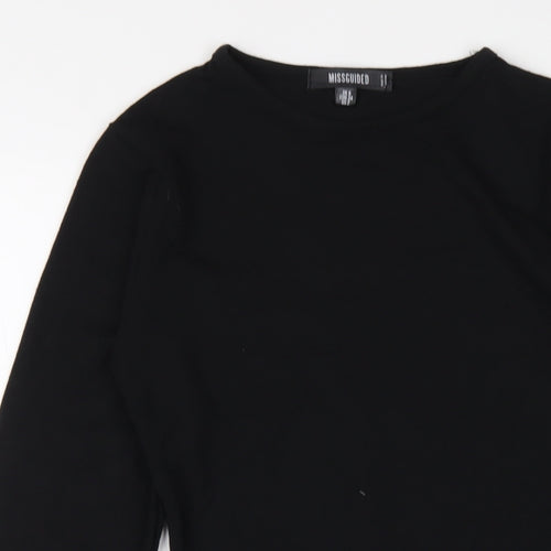 Missguided Womens Black Polyester Bodycon Size 6 Round Neck Pullover
