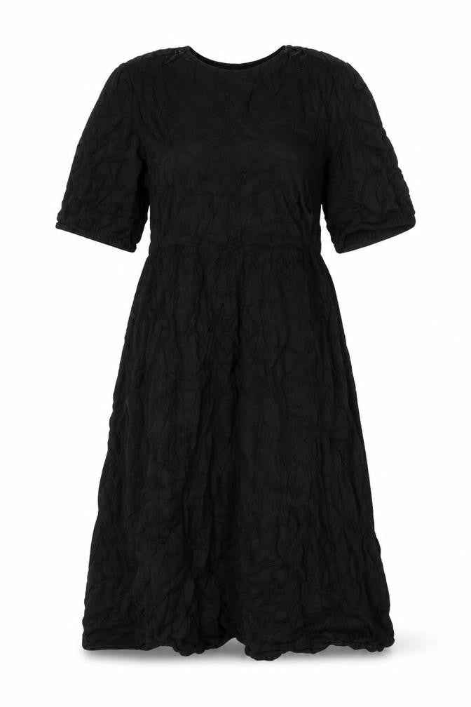 Front view of H&M women’s black viscose a-line, size M, v-neck pullover