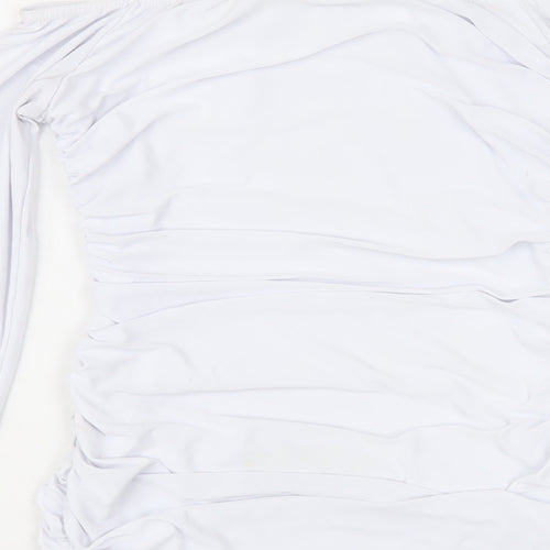 PRETTYLITTLETHING Womens White Polyester Bodycon Size 10 Off the Shoulder Pullover