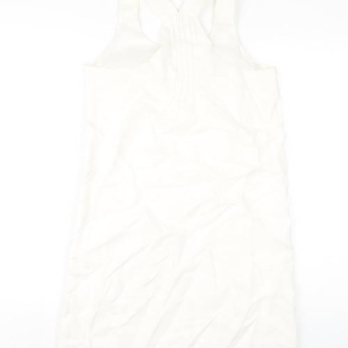 NEXT Womens Ivory Linen Tank Dress Size 8 Round Neck Pullover