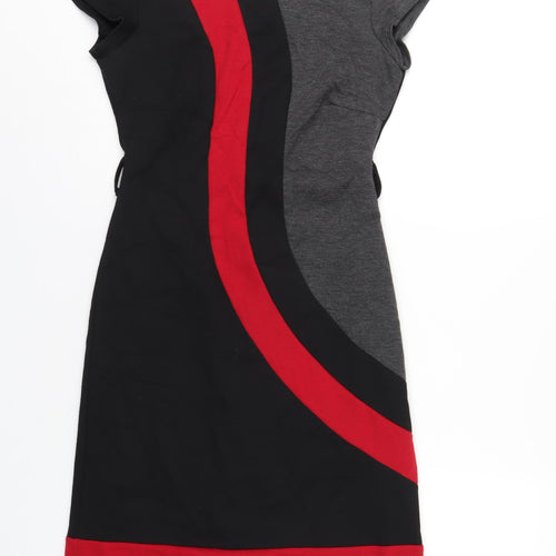 BHS Womens Multicoloured Polyester A-Line Size 8 Round Neck Zip