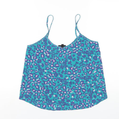 Topshop Womens Multicoloured Animal Print Polyester Camisole T-Shirt Size 10 Scoop Neck