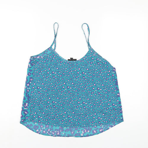 Topshop Womens Multicoloured Animal Print Polyester Camisole T-Shirt Size 10 Scoop Neck