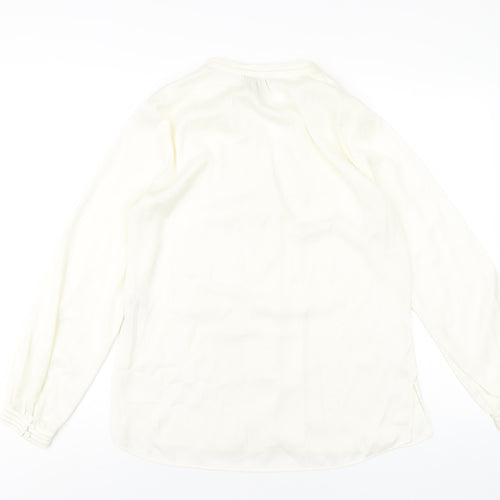 H&M Womens Ivory Polyester Basic Blouse Size 10 V-Neck