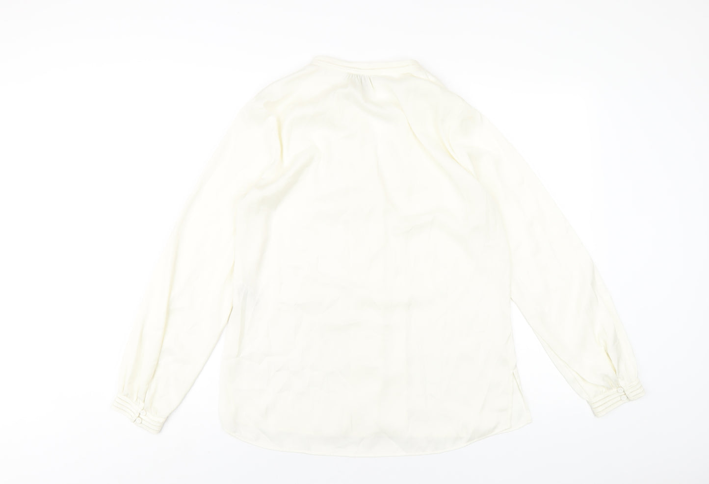H&M Womens Ivory Polyester Basic Blouse Size 10 V-Neck
