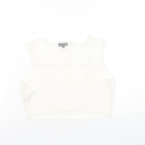 Topshop Womens Ivory Nylon Basic Tank Size 12 Round Neck