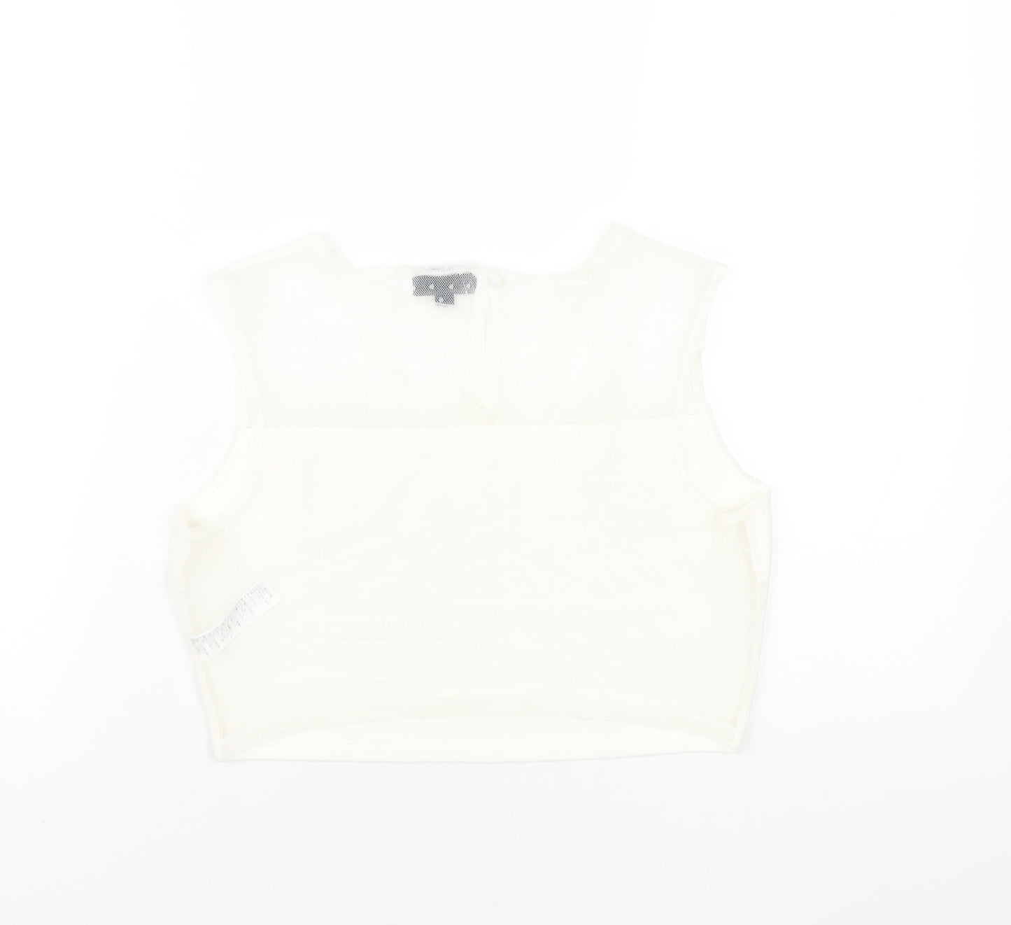 Topshop Womens Ivory Nylon Basic Tank Size 12 Round Neck