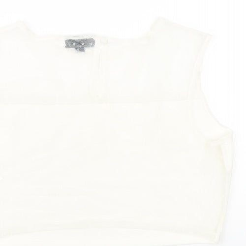 Topshop Womens Ivory Nylon Basic Tank Size 12 Round Neck