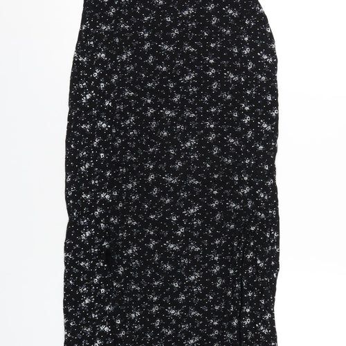 PRETTYLITTLETHING Womens Black Floral Viscose Maxi Size 8 V-Neck Pullover