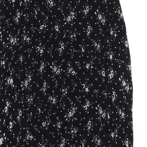PRETTYLITTLETHING Womens Black Floral Viscose Maxi Size 8 V-Neck Pullover