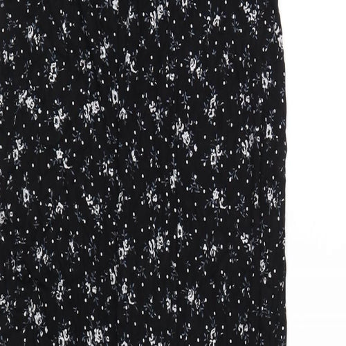PRETTYLITTLETHING Womens Black Floral Viscose Maxi Size 8 V-Neck Pullover