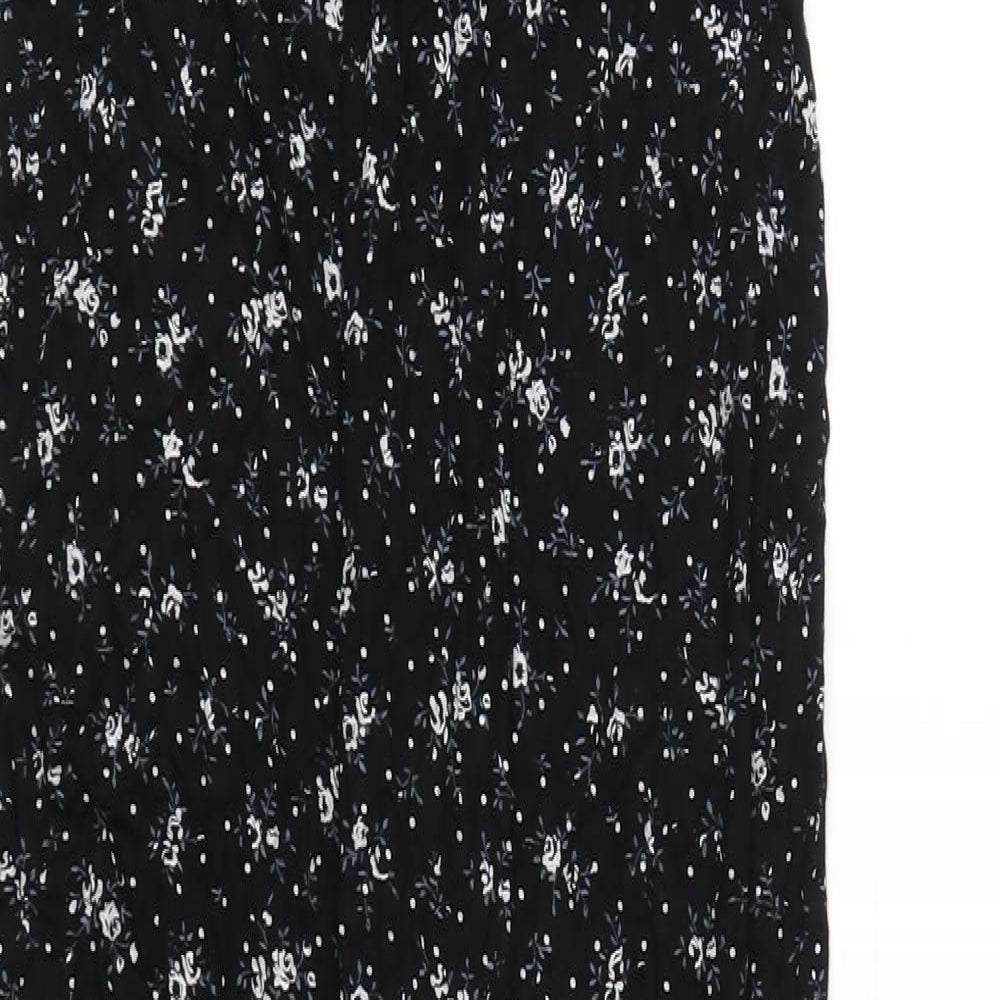 PRETTYLITTLETHING Womens Black Floral Viscose Maxi Size 8 V-Neck Pullover