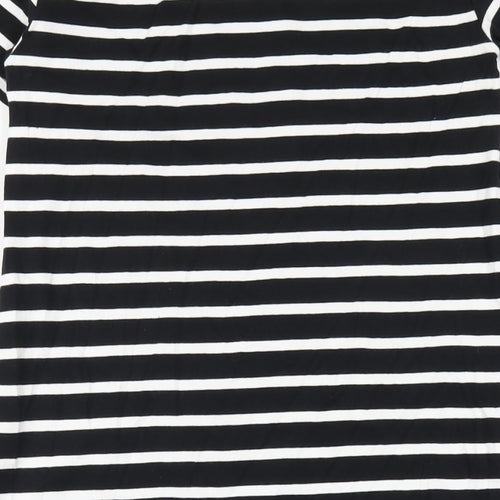 New Look Womens Black Striped Cotton Bodycon Size 12 Round Neck Pullover