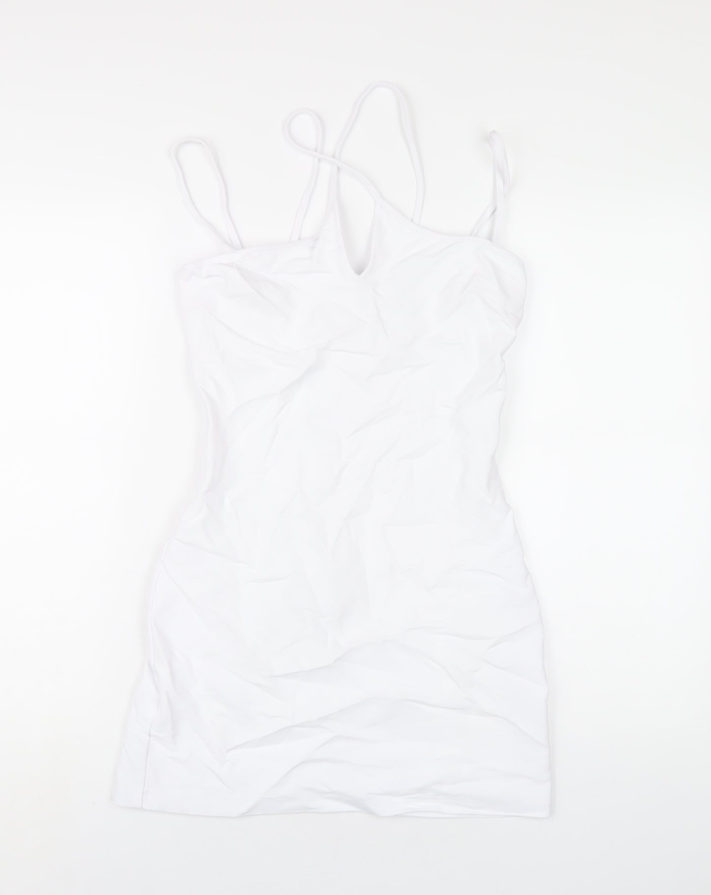 Zara Womens White Polyester Bodycon Size S V-Neck Zip