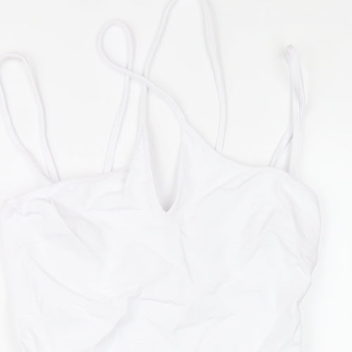 Zara Womens White Polyester Bodycon Size S V-Neck Zip