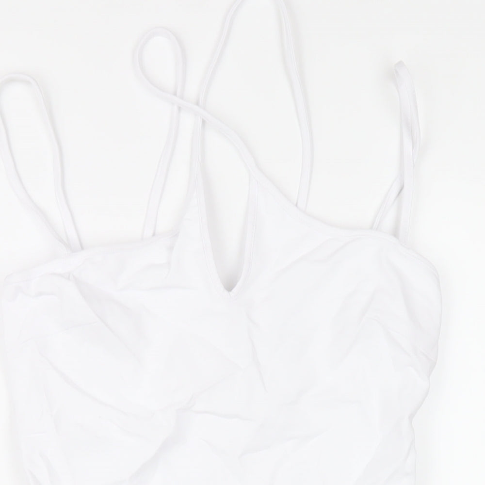 Zara Womens White Polyester Bodycon Size S V-Neck Zip