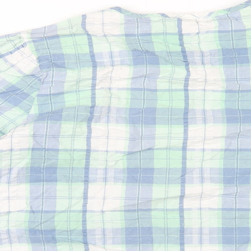 Cotton Traders Womens Multicoloured Plaid Cotton Basic T-Shirt Size 18 Round Neck