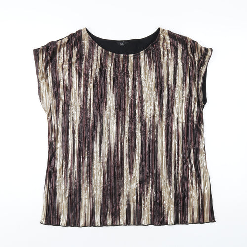 M&Co Womens Multicoloured Polyester Basic T-Shirt Size 12 Round Neck