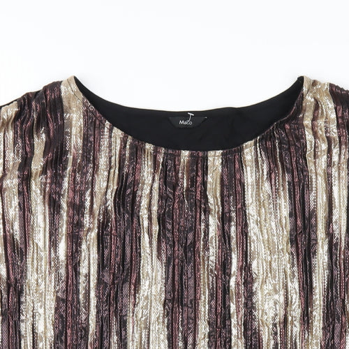 M&Co Womens Multicoloured Polyester Basic T-Shirt Size 12 Round Neck