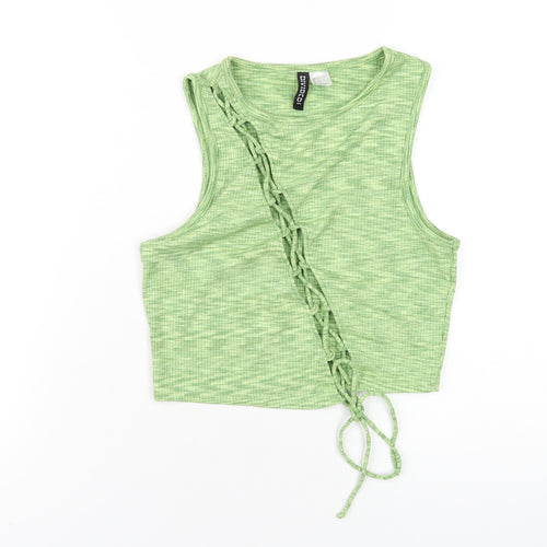 H&M Womens Green Polyester Basic Tank Size S Round Neck