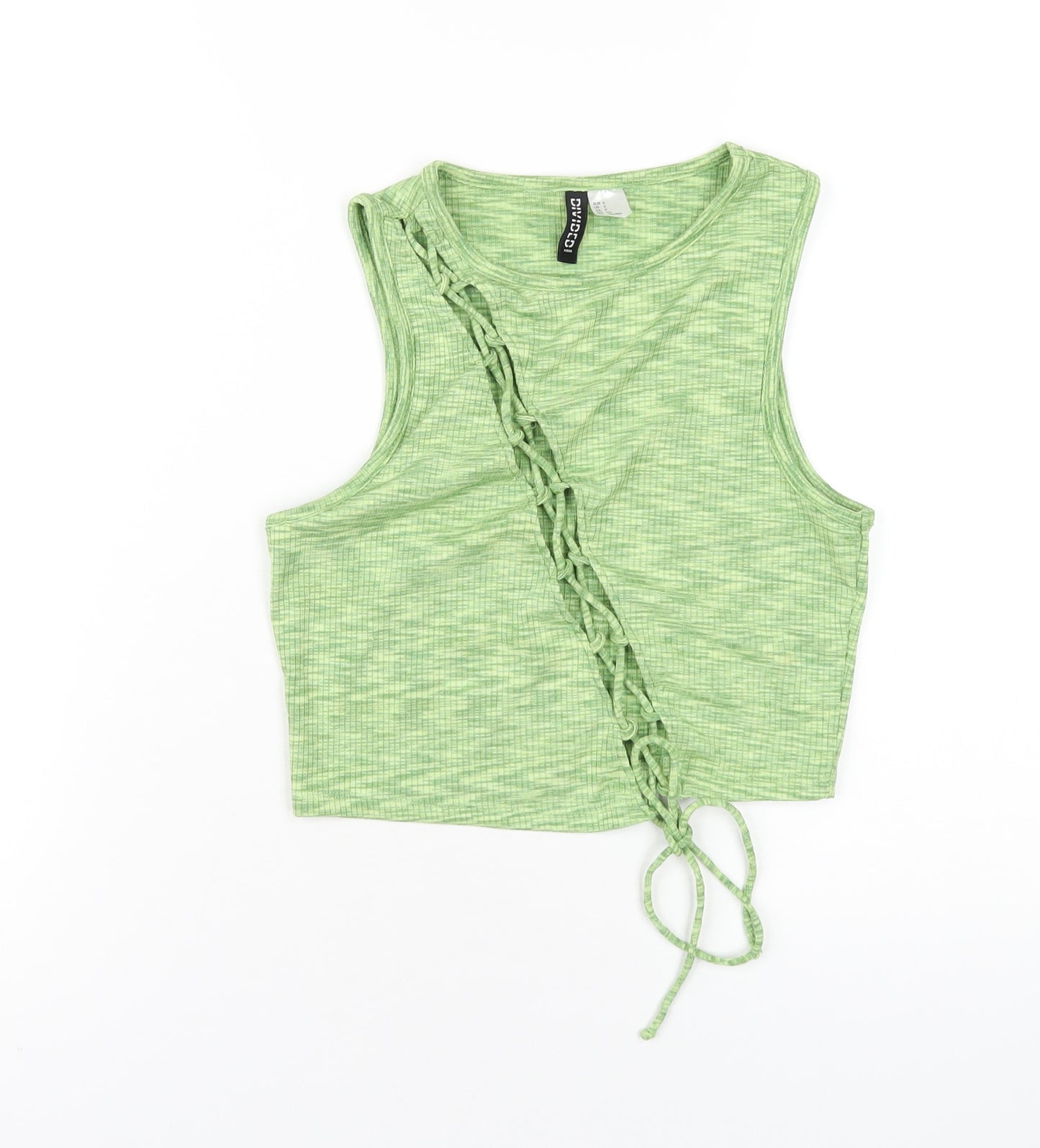 H&M Womens Green Polyester Basic Tank Size S Round Neck