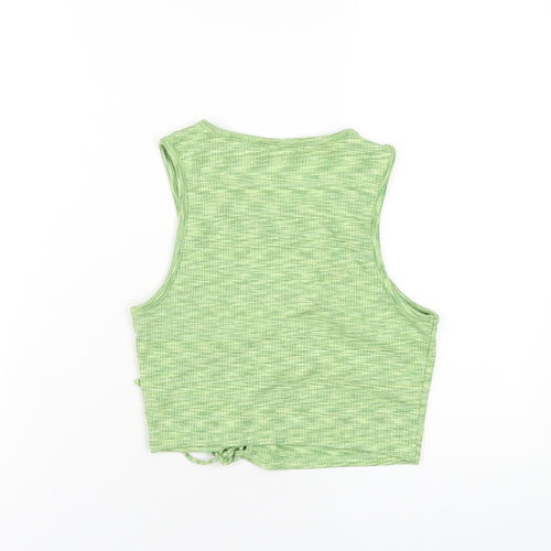 H&M Womens Green Polyester Basic Tank Size S Round Neck